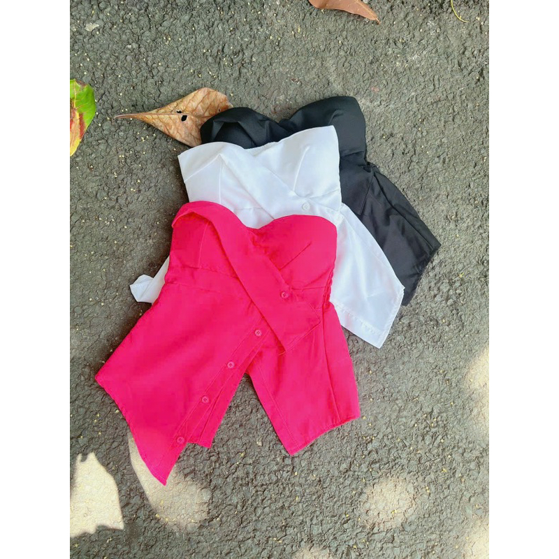 Áo Ống Vạt Chéo Xẻ Nút Có Mút