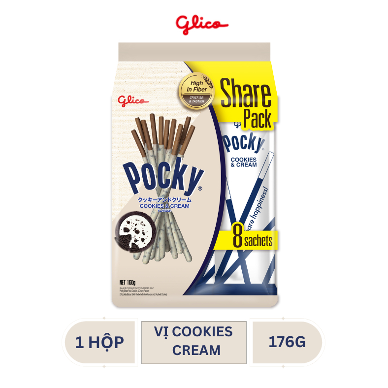 Bánh que Glico Pocky vị Kem Cookies & Cream 160gr