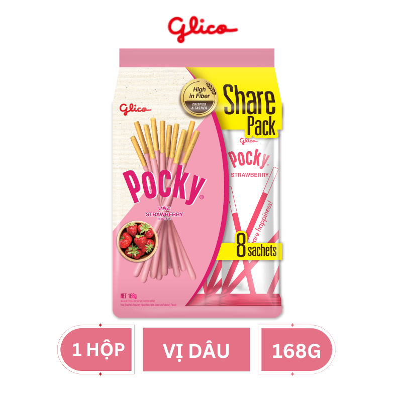 Bánh que Glico Pocky vị Kem Dâu 168gr
