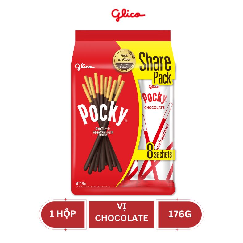 [Gói lớn Tiết kiệm] Bánh que Glico Pocky vị Kem Chocolate 176gr