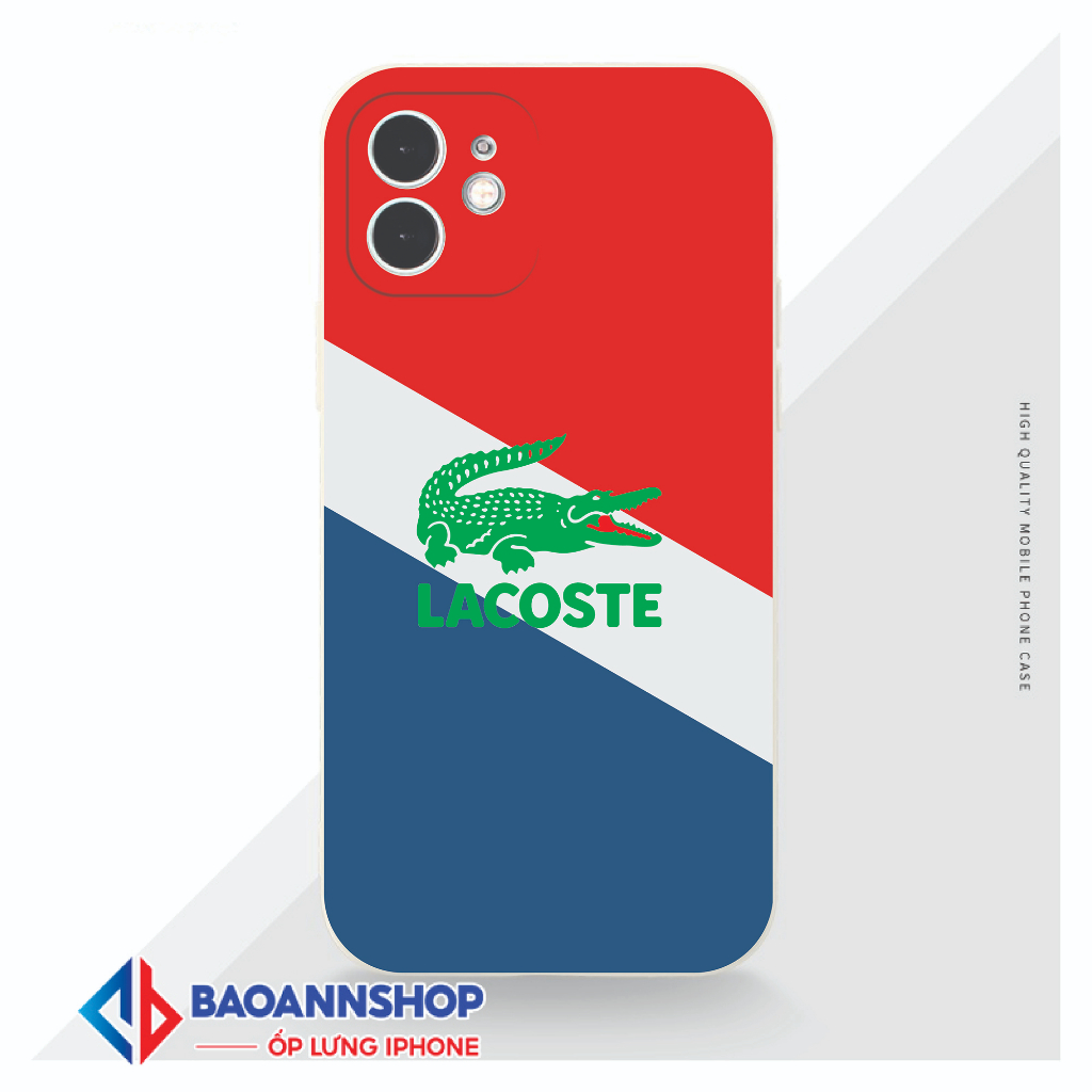 Ốp lưng iphone hình logo LACOSTE kẻ màu cao cấp dẻo cạnh vuông chống sốc bảo vệ camera 7plus/x/xsmax/11/12/13/pro/promax