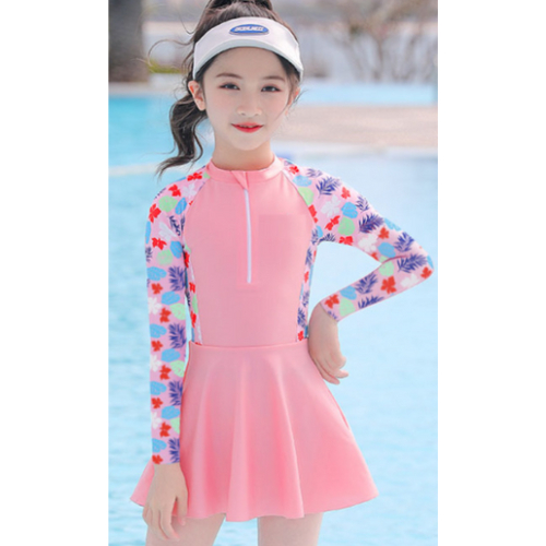 Bộ váy bơi dài tay cho bé gái  - Bộ bơi dài tay bé gái chống nắng