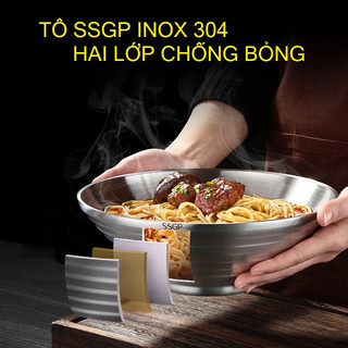 Inox 304 tô ,bát 20cm ssgp- hai lớp chống nóng, ăn mì trộn - mỳ ramen kiếu nhật trung