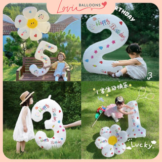 Bóng số tuổi màu trắng dán sticker size đại 70cm - trang trí sinh nhật