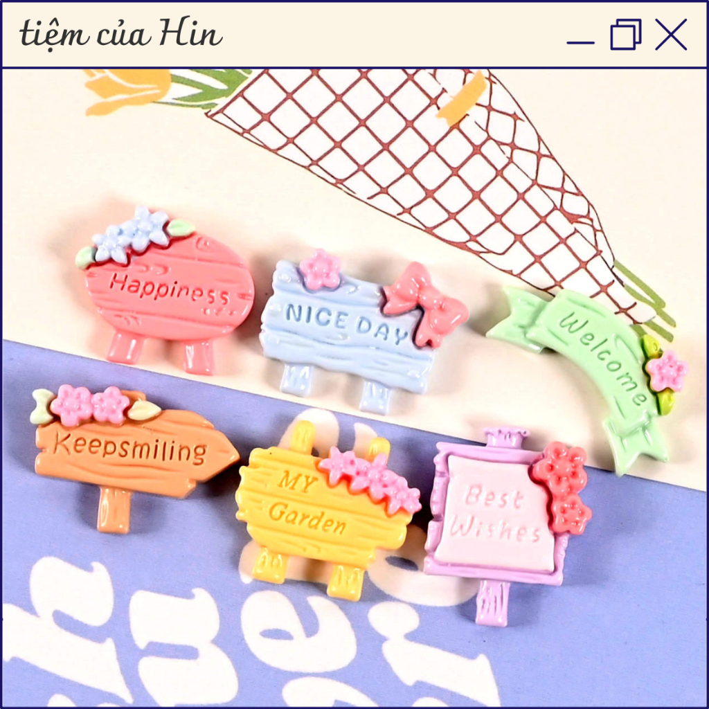 Charm biển hiệu thông điệp dễ thương - Charm nhựa sticker trang trí toploader, ốp điện thoại, kẹp tóc, phụ kiện, v.v…