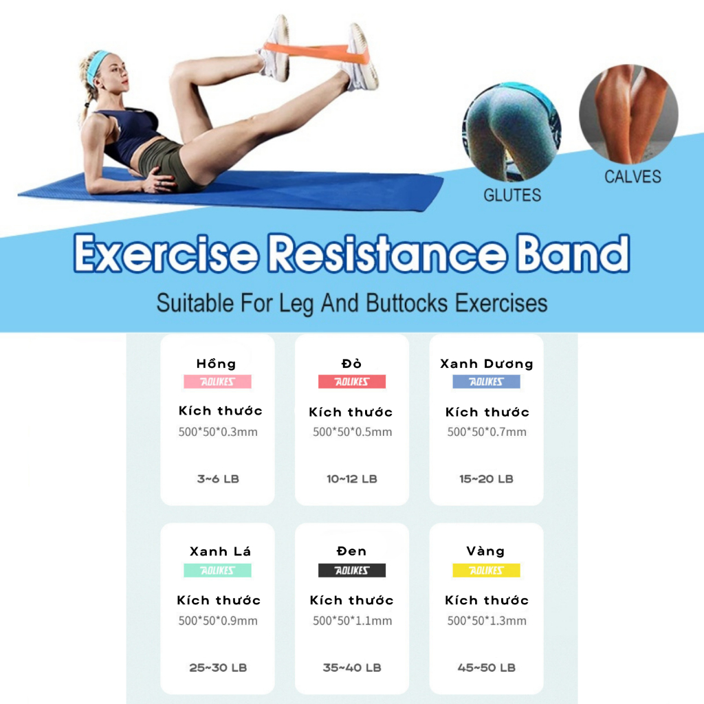 Dây Kháng Lực Miniband Aolikes Tập Toàn Thân Tập Mông Chân Gym Bóng Đá AL3601