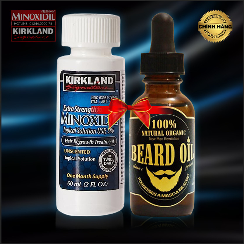 Thuốc mọc râu tóc Minoxidil 5% Combo 1 Lỏng 1 Beard Oil