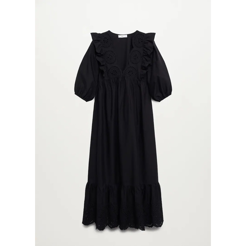 Đầm maxi dài tay bồng Mango auth