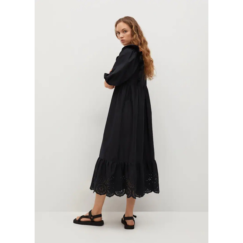 Đầm maxi dài tay bồng Mango auth