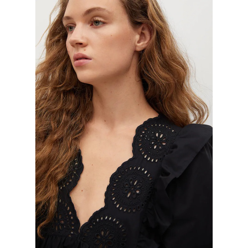 Đầm maxi dài tay bồng Mango auth