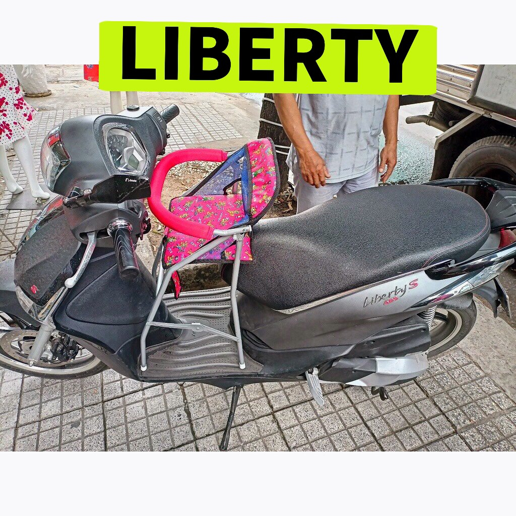 (freeship) ghế ngồi xe máy Liberty cho bé ,ghế ga xếp sắt sơn tĩnh điện gấp gọn