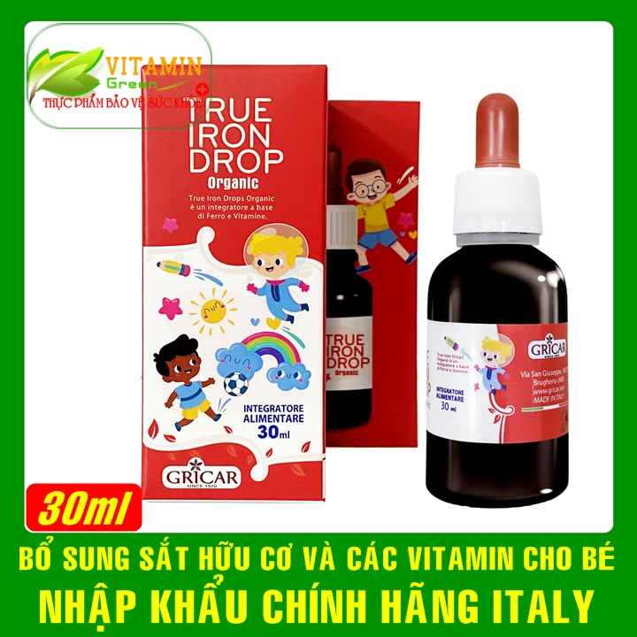 Sắt hữu cơ nhỏ giọt cho bé TRUE IRON DROP ORGANIC giúp cải thiện tình trạng thiếu máu ở trẻ | Nhập khẩu chính hãng Italy