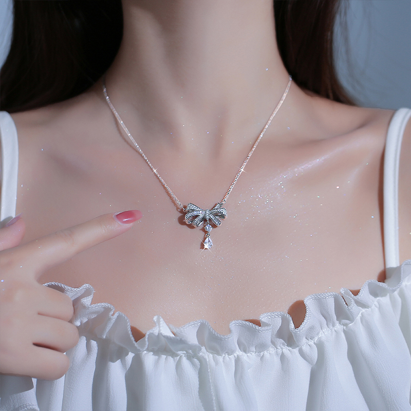Beautycoco🍊Dây Chuyền Mặt Hình Giọt Nước Đính Đá Zircon Sang Trọng