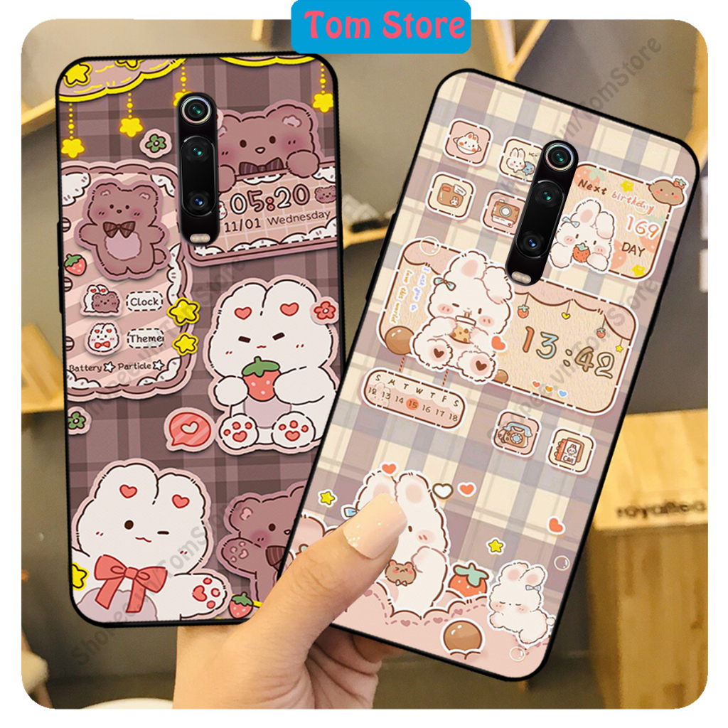 Ốp lưng Redmi K20/K20 Pro - Xiaomi Mi 9T / Redmi K30 / K30 5G in hình caro gấu thỏ, gấu bear cute