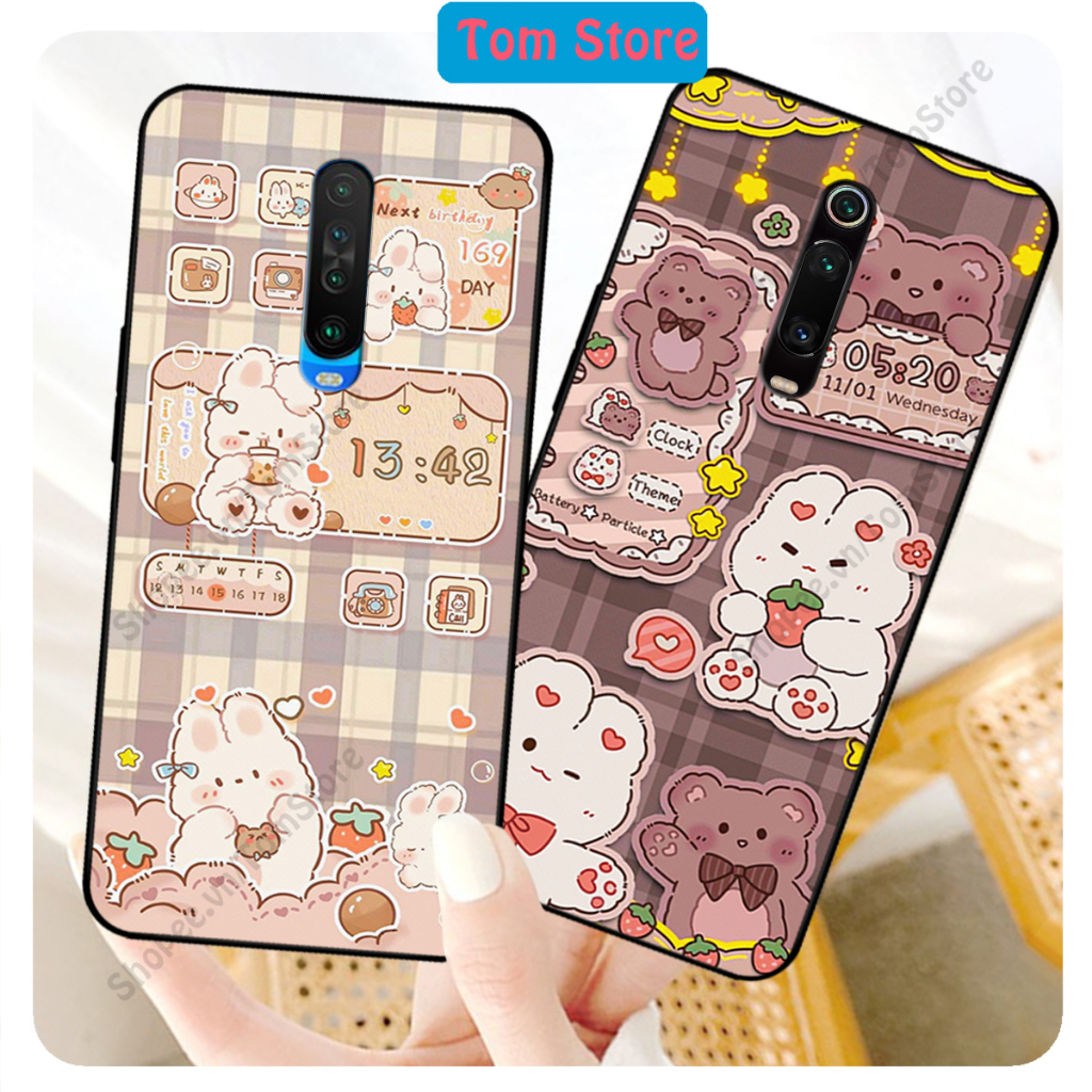 Ốp lưng Redmi K20/K20 Pro - Xiaomi Mi 9T / Redmi K30 / K30 5G in hình caro gấu thỏ, gấu bear cute