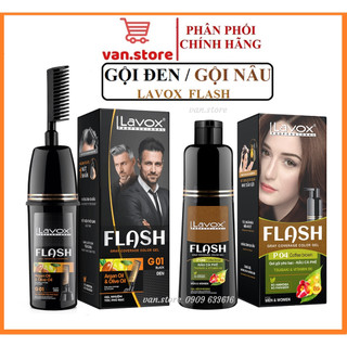 Dầu gội phủ bạc lavox flash - lược nhuộm tóc thông minh đen / nâu thảo dược tự nhiên an toàn