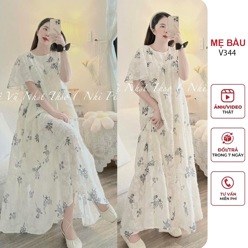ĐẦM BẦU DỰ TIỆC MÙA HÈ DÁNG SUÔNG TẦNG ĐẸP - VÁY BẦU CÔNG SỞ MẶC ĐI LÀM ĐI DẠO ĐỀU XINH FREESIZE