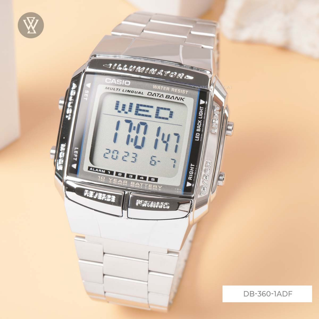 Đồng Hồ Điện Tử Nam Casio WATCHSTORE Unisex DB-360-1ADF Thiết Kế Mặt Kính Khoáng 37,5mm, Dây Kim Loại, Vỏ Thép Không Gỉ