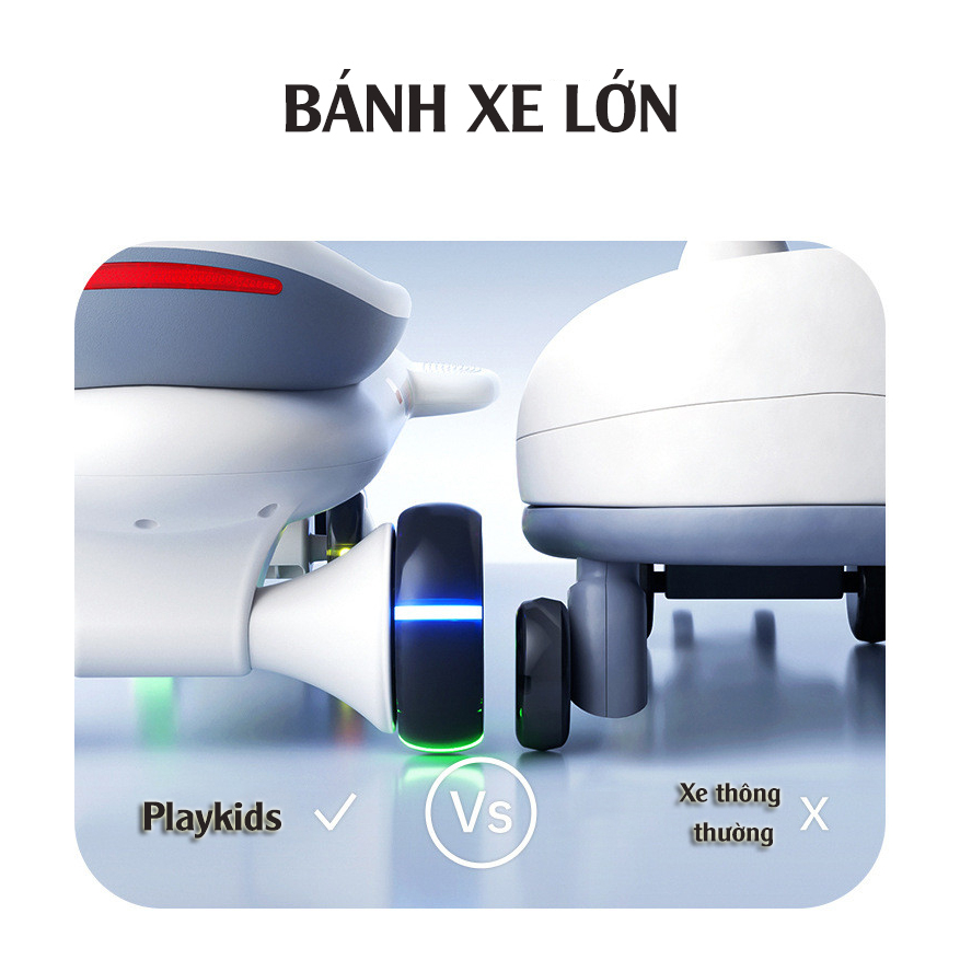 Xe lắc, xe chòi chân cao cấp Playkids với yên xe 2 NGƯỜI kèm hơn 20 bài nhạc tiếng Anh, bánh xe lớn có đèn LED, tải 80kg