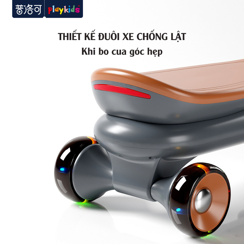 Xe lắc, xe chòi chân cao cấp Playkids với yên xe 2 NGƯỜI kèm hơn 20 bài nhạc tiếng Anh, bánh xe lớn có đèn LED, tải 80kg