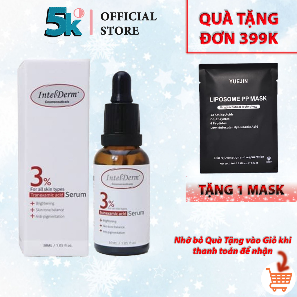 Serum sáng da IntelDerm 3% - Chuyên cấp ẩm phục hồi và mờ thâm nám Tranexamic Acid Serum 30ml