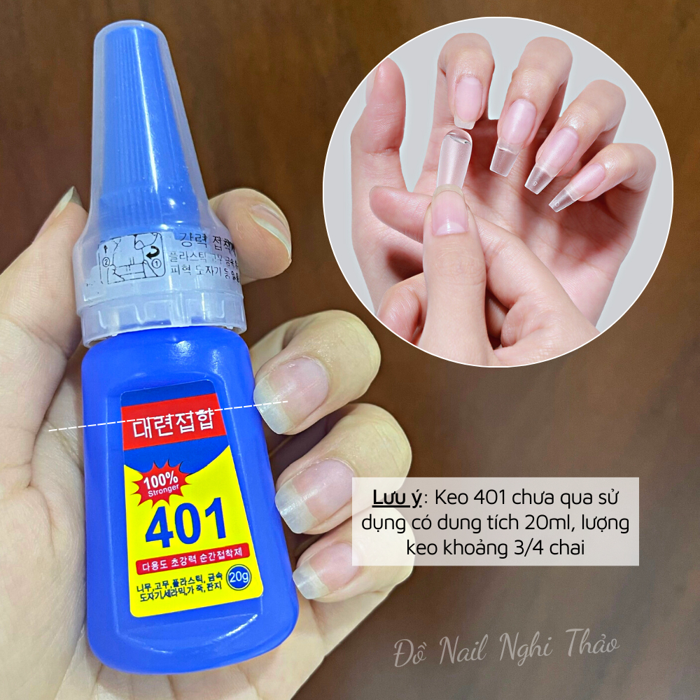 Keo 401 chính hãng NGHI THẢO gắn móng siêu chắc 20g