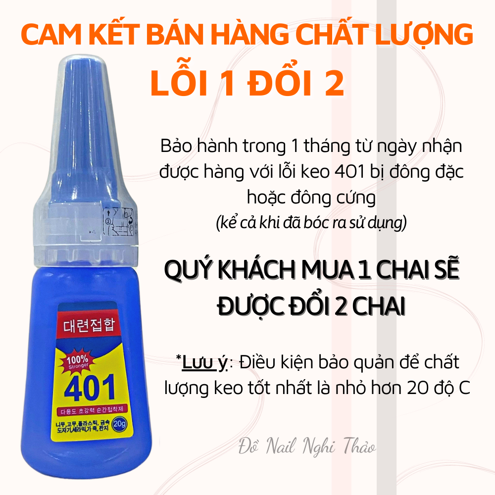 Keo 401 chính hãng NGHI THẢO gắn móng siêu chắc 20g