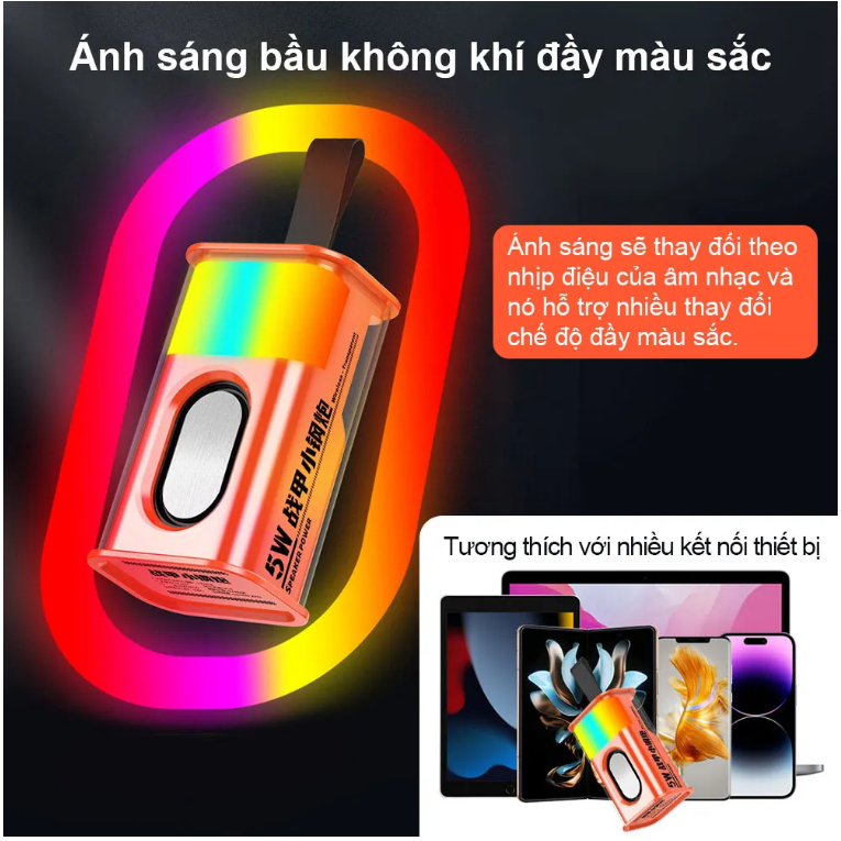 Loa bluetooth không dây mini pin trâu trong suốt A36 S thiết kế có đèn led nháy theo nhạc bass rung cực đẹp âm thanh 9D