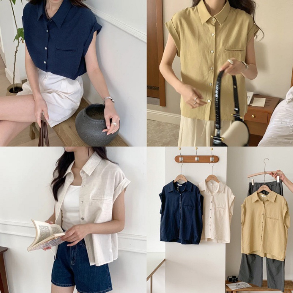 Áo sơ mi tay hến 3168, Áo sơ mi nữ Hàn Quốc