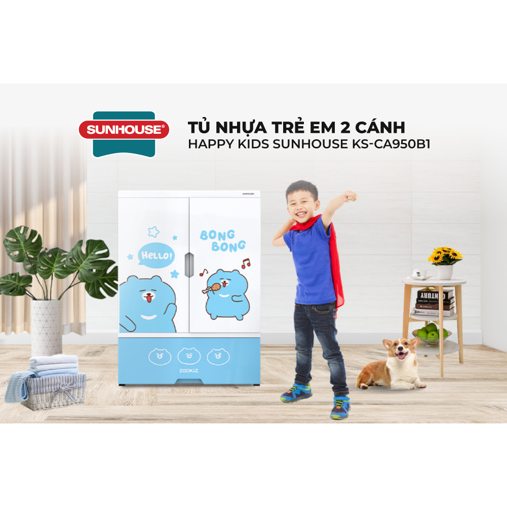 Tủ nhựa trẻ em 2 cánh Happy Kids Sunhouse KS-CA950B1