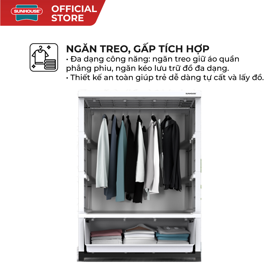 Tủ nhựa trẻ em 2 cánh Happy Kids Sunhouse KS-CA950B1