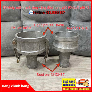Bộ khớp nối nhanh ống xăng dầu họng phi 90 đuôi phi 42