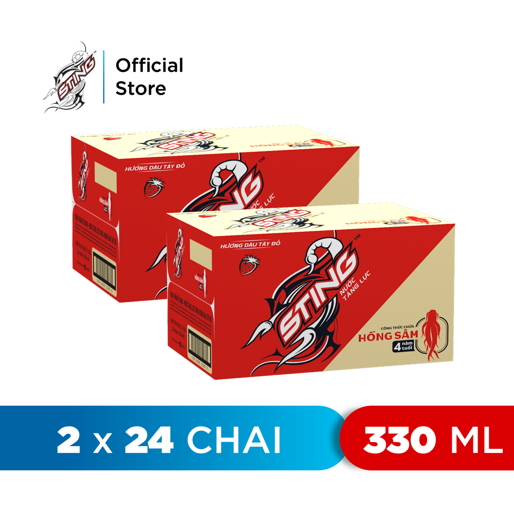 Combo 2 Thùng 24 Chai Nước Tăng Lực Sting Dâu (330ml/chai)