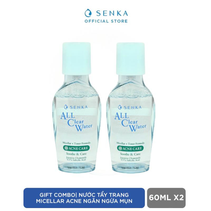 [HB Gift] Combo 2 Nước tẩy trang Micellar Ngăn Ngừa Mụn Senka All Clear Water Acne Care 60mlx2