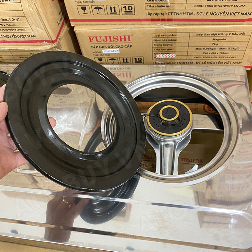 Bếp gas khung inox FUJISHI KI-202T - MÂM CHIA LỬA ĐỒNG NGUYÊN KHỐI LỚN - Tiết kiệm gas - Bảo hành chính hãng 1 năm