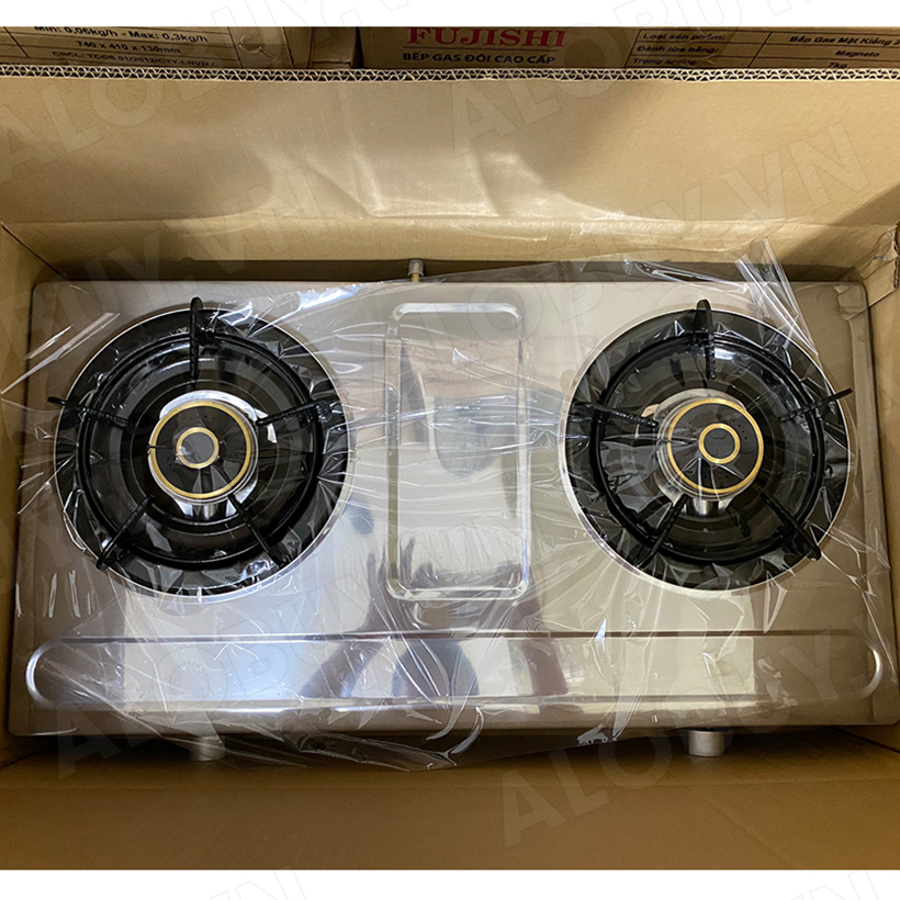 Bếp gas khung inox FUJISHI KI-202T - MÂM CHIA LỬA ĐỒNG NGUYÊN KHỐI LỚN - Tiết kiệm gas - Bảo hành chính hãng 1 năm