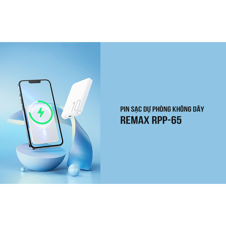 Pin sạc dự phòng sạc nhanh Remax RPP-65 10000mAh sạc không dây wireless 15W - hỗ trợ PD 20W