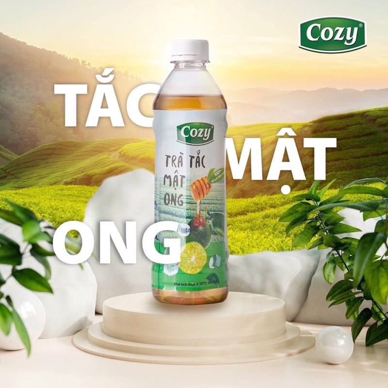Lẻ 1 chai Trà cozy vị đào sả, vải, trà tắc 455ml