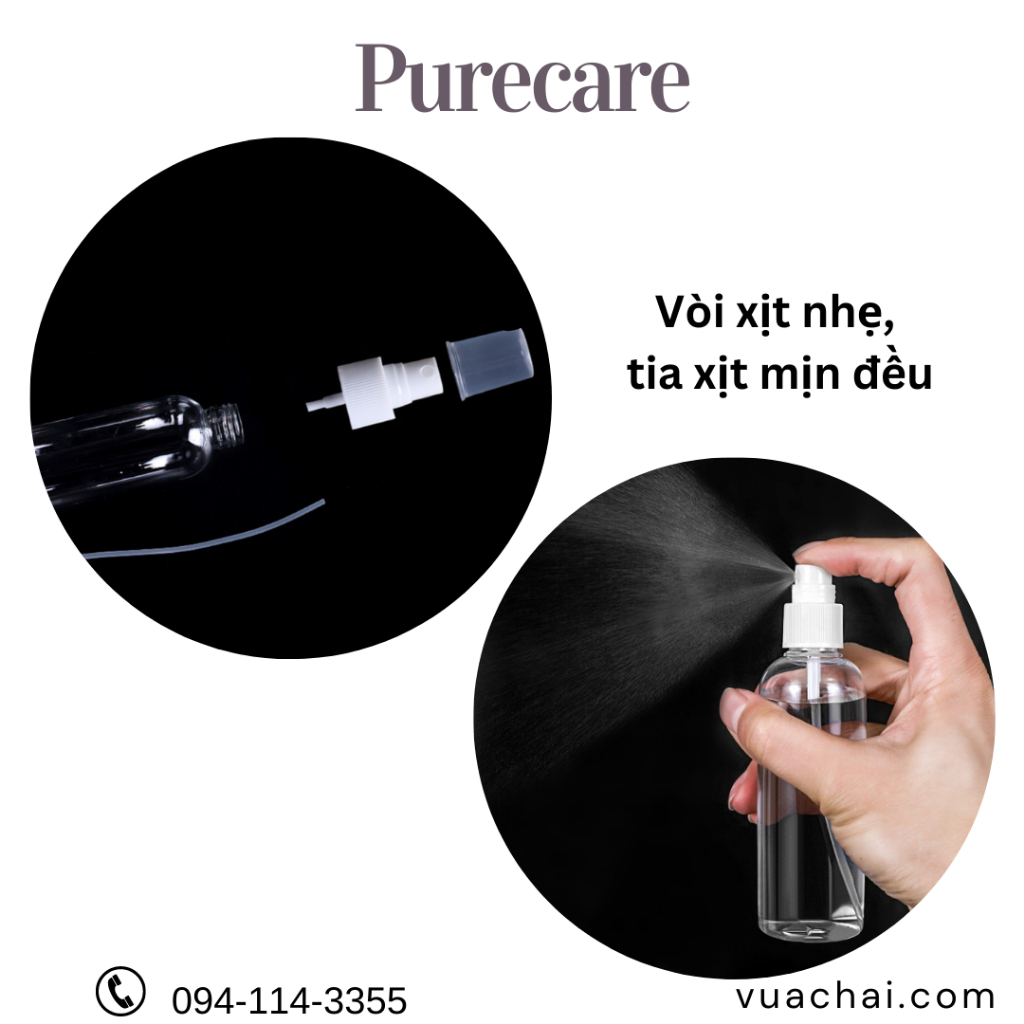 Chai nhựa Vòi xịt phun sương 10ml 30ml 50ml 100ml trong suốt chiết nước hoa tinh dầu xịt khoáng tinh dầu