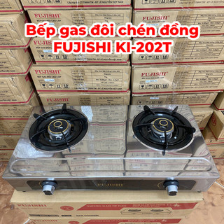 Bếp gas khung inox fujishi ki-202t - mâm chia lửa đồng nguyên khối lớn - tiết kiệm gas - bảo hành chính hãng 1 năm