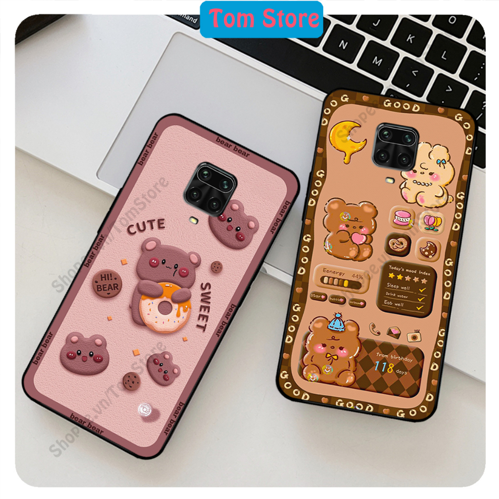 Ốp lưng Xiaomi Redmi Note 9 / Note 9s / Note 9 Pro in hình caro gấu thỏ, gấu bear cute