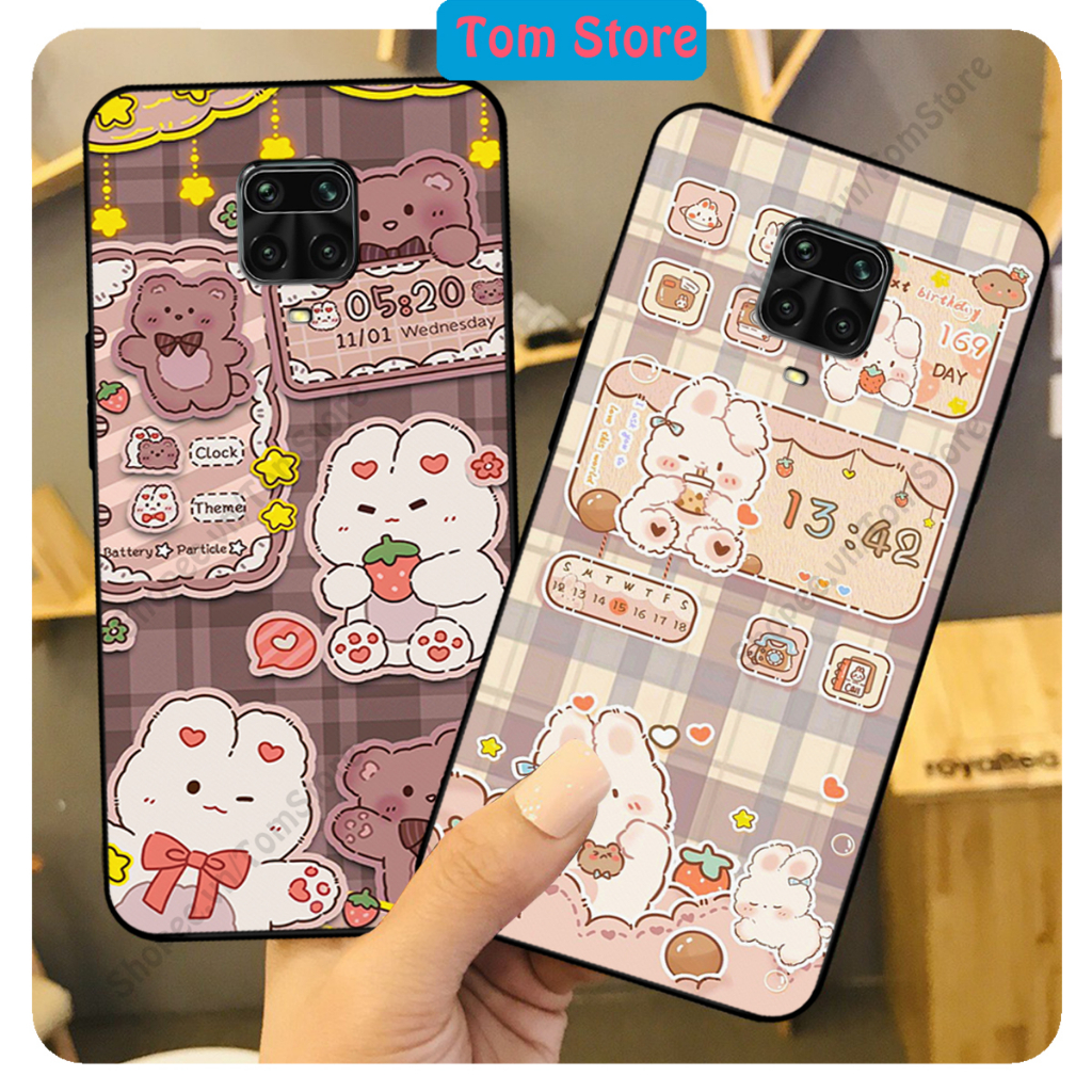 Ốp lưng Xiaomi Redmi Note 9 / Note 9s / Note 9 Pro in hình caro gấu thỏ, gấu bear cute