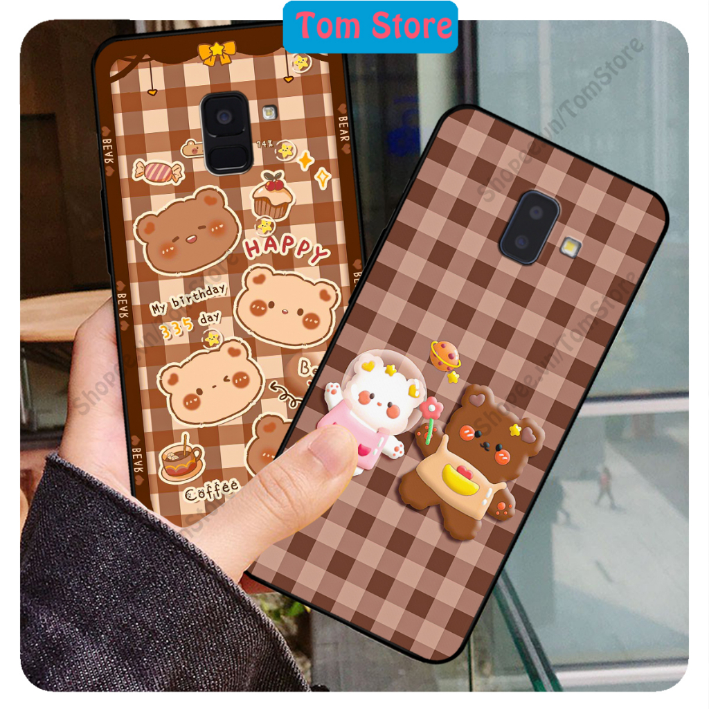 Ốp lưng Samsung J6 2018 / J6 Plus / J6+ / J8 in hình caro gấu thỏ, gấu bear cute