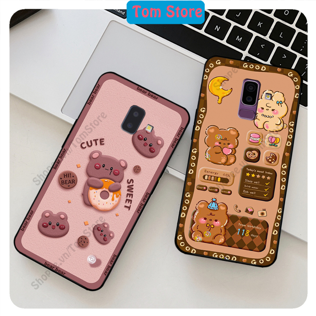Ốp lưng Samsung J6 2018 / J6 Plus / J6+ / J8 in hình caro gấu thỏ, gấu bear cute