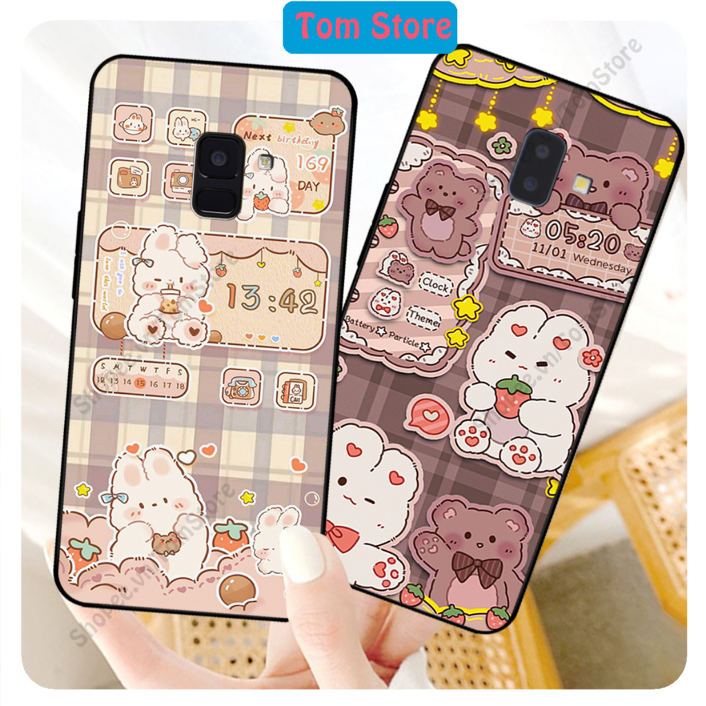 Ốp lưng Samsung J6 2018 / J6 Plus / J6+ / J8 in hình caro gấu thỏ, gấu bear cute