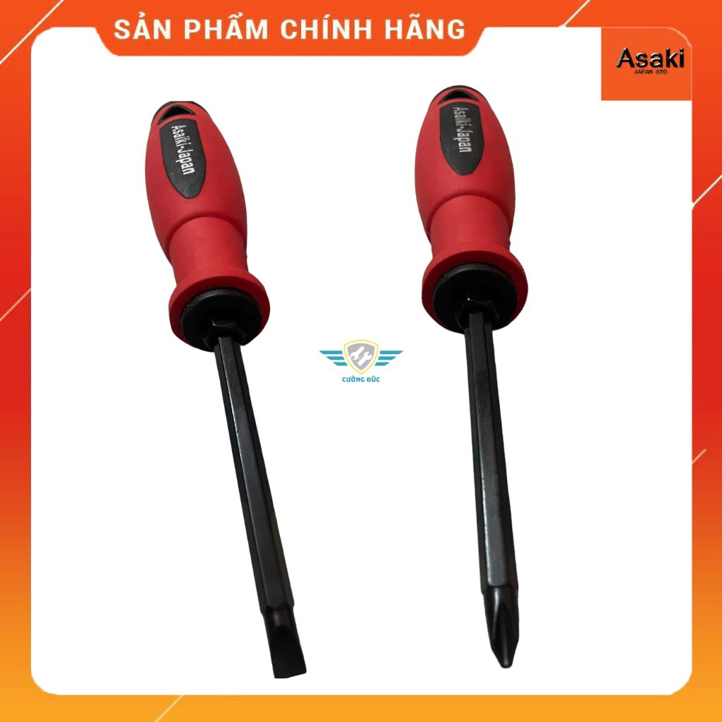 Tô vít đổi đầu 4 cạnh 2 cạnh , Tua vít 2 đầu ASAKI thân 6mm