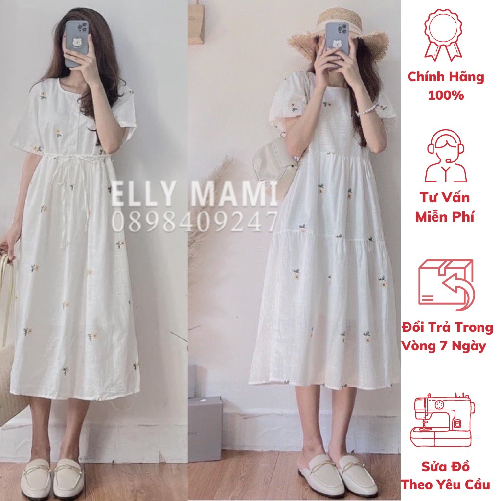 ( 40kg - 65kg ) Đầm Bầu , Suông Babydoll Hoa Nhí , Dáng Dài , 2 Dáng Tay , Form Dễ Mặc Thoải Mái Suốt Thai Kì & Sau Sinh