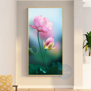 Tranh hoa sen treo tường phòng khách. Tranh tranh trí nội thất đẹp, trang trí Spa, Studio, SHOP...