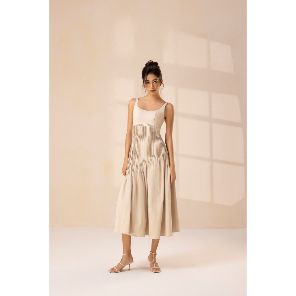 Đầm midi xếp nếp ly La Lune - La Lune Pleated Midi Dress
