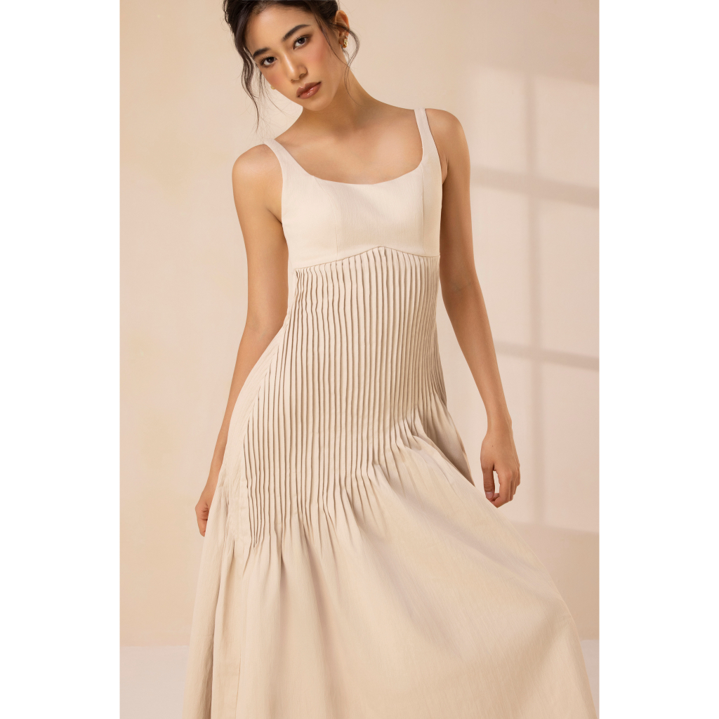 Đầm midi xếp nếp ly La Lune - La Lune Pleated Midi Dress